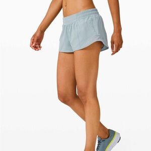 lululemon hotty hot shorts (blue cast)